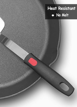 Stainless Steel Spatula Turner Set, 2-Pack Metal Spatula for Kitchen Use,VOVOLY Heavy Duty Cooking Turners, Wide Blade with Beveled Edge, Heat Resistant Silicone Handle, Dishwasher Safe