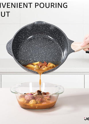 JEETEE 36Pcs Pots and Pans Set Non Stick, Cookware Set Non toxic Kitchen Healthy Induction Cooking Set W/Griddle, Sauté Pan, Baking Trays & Pancake Rake (PFOA, PFAS Free)