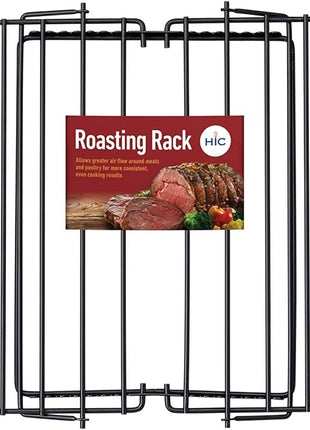 HIC Kitchen Roasting Adjustable Baking Rack, Nonstick-Coated Steel, Adjusts to 7 Different Positions, 11.5 x 10.5 x 0.5-Inches