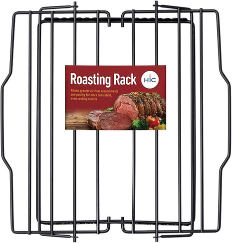HIC Kitchen Roasting Adjustable Baking Rack, Nonstick-Coated Steel, Adjusts to 7 Different Positions, 11.5 x 10.5 x 0.5-Inches