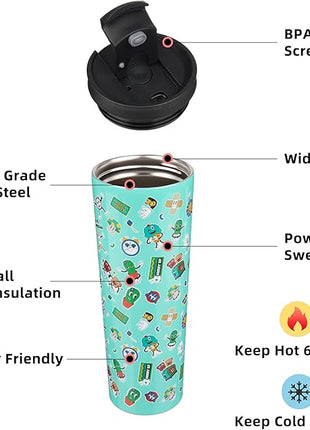 BJPKPK 30oz Stainless Steel Insulated Tumbler With lid And Straw Travel Coffee Thermal Tumblers Cup For Women And Men,Spring Party Green