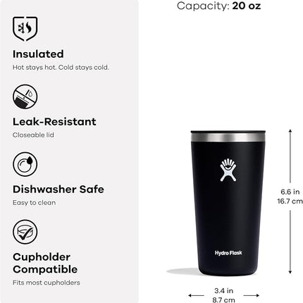 Hydro Flask All Around Tumbler Press-In Lid, Insulated Travel Mug, Stainless Steel Coffee Cup 20 Oz Indigo Blue