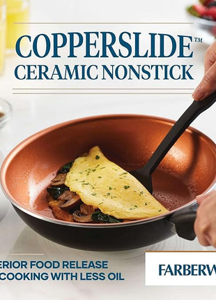 Farberware 10365 Glide Dishwasher Safe Nonstick Cookware Set / Pots and Pans Set - 11 Piece, Black