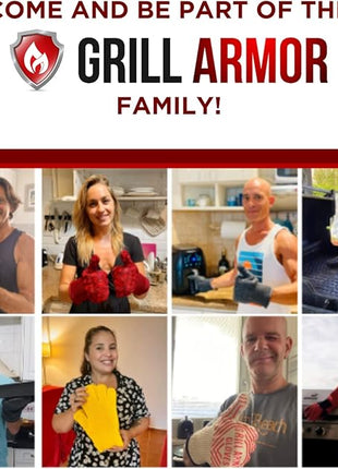 Grill Armor Oven Gloves – 932°F Heat, Fire & Cut Resistant Mitts for BBQ, Grill, Cooking, Grilling, Baking, Smoker & Fire Pit