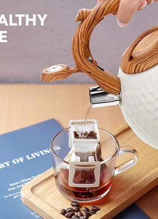 Tea pot, 3.2Qt Whistling Tea Kettle Stovetop, Convenient switch/heat-resistant handle, coffee, tea, milk teapots, Gas Electric Applicable (cream)