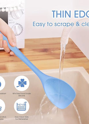 Silicone Spatula Spoon 2-Pack, Rubber Spoonula set Heat Resistant, Seamless Non-Stick Scrapers for Baking Mixing.