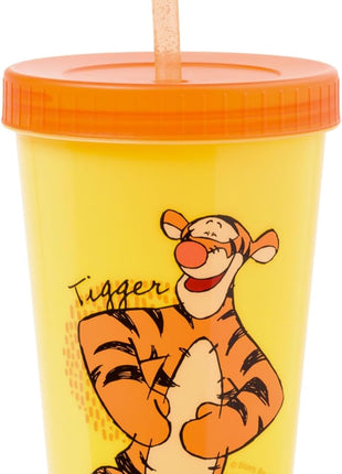 Silver Buffalo Disney Winnie the Pooh 4 Count Color Changing Plastic Tumblers Featuring Eeyore, Winnie the Pooh, Tigger, and Piglet, 24 Ounces (Pack of 12)