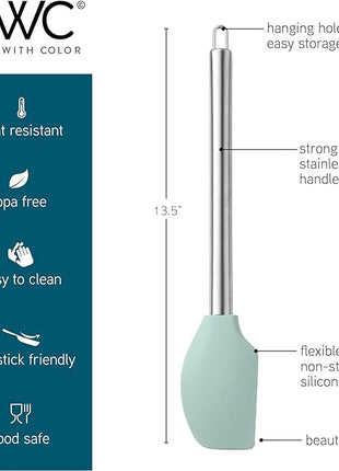 COOK WITH COLOR Silicone Cooking Utensils, Kitchen Utensil Set, Easy to Clean Silicone Kitchen Utensils, Cooking Utensils for Nonstick Cookware, Kitchen Gadgets Set, 10 Pieces, Teal