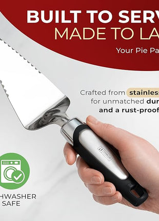 Orblue Pie Server, Essential Kitchen Tool, Serrated on Both Sides, Great for Right or Left Handed Chef, Stainless Steel Flatware, Cake Cutter, Black