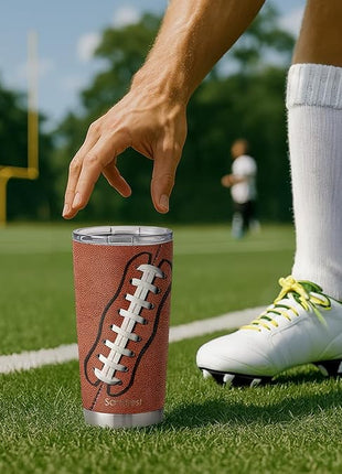 SANDJEST Football Tumbler 20oz Stainless Steel Insulated, Travel Coffee Cup, Sport Tumblers Gifts for Football Lovers, Men Women, Coach, Birthday, Christmas