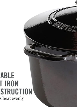 MARTHA STEWART Gatwick 7-Quart Enamel Cast Iron Dutch Oven Pot with Lid – Grey – Heavy-Duty Dutch Oven for Slow Cooking, Braising & Baking