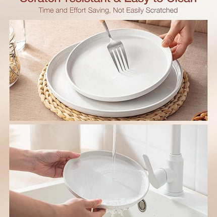 Famiware Milkyway Plates and Bowls Set, 18 Pieces Dinnerware Sets, Dishes Set for 6, White