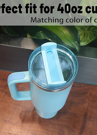 40 OZ Tumbler Lid Replacement Fit for Stanley Cup, 2 Pack Clear Replacement Lids Fit for Stanley Travel Tumbler, Spill Proof Tumbler Covers for Stanley Cup Accessories (Blue)