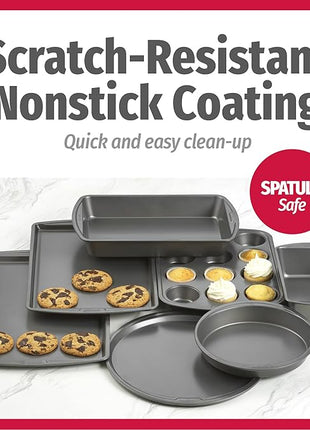 GoodCook Everyday 7-Piece Non-Stick Bakeware Set – 2 Cookie Sheet Pans, Round Cake Pan, Loaf Pan, Pizza Pan, Bake & Roast Pan, 12-Cup Muffin Pan - Baking Supplies, Baking Pans Set