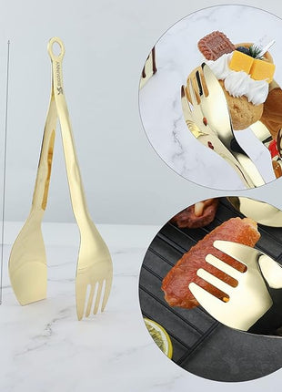 MSY BIGSUNNY Kitchen Tongs Cooking Tong - Stainless Steel Food Serving Tongs Set of 2(Gold, 9 inch)