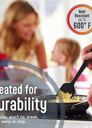 Kaluns Silicone Spatula Set, 4 Rubber Spatulas 600°F Heat Resistant, Nonstick Seamless Design with Stainless Steel Core, Dishwasher Safe, BPA free, Bonus Tongs Included