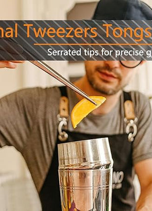 JETKONG 3 Pcs Kitchen Tweezers Tongs, Stainless Steel Cooking Tweezers, 8+10+12 Inch Ideal for meat, pasta, plating and pinching delicate small pieces of food (Silver)