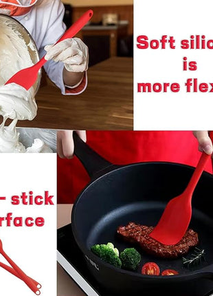 8 Pieces Silicone Spatulas, 8.3 inch Small Spatulas Non-stick Heat-Resistant Non-stick with Stainless Steel Core For Cake Cream Cooking Gadget (Red)