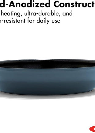 OXO Enhanced 8” Nonstick Frying Pan Skillet, Ceramic PFAS-Free Cookware, Stainless Steel Handle, Eggs & Omelets, Dishwasher & Oven Safe, Storm Blue