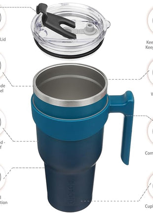 BJPKPK 40 oz Tumbler With Handle Stainless Steel Insulated Tumblers With Lid And Straw For Men,Indigo Black