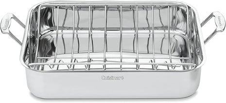 Cuisinart 16-Inch Roaster, Chef's Classic Rectangular Roaster with Rack, Stainless Steel, 7117-16URP1