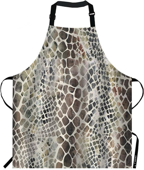 EKOBLA Snake Pattern Aprons Animal Skin Artwork Watercolor Painting Art Crocodile Waterproof Resistant Chef Cooking Kitchen BBQ Adjustable Aprons for Women Men 27x31 Inch