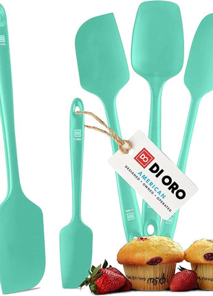 DI ORO Silicone Spatula Set - Rubber Kitchen Spatulas for Baking, Cooking, & Mixing - 600°F Heat-Resistant & BPA Free Silicone Scraper Spatulas for Nonstick Cookware - Dishwasher Safe (5pc, Mint)
