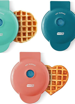 DASH Mini Maker 3-Pack Gift Set, Mini Waffle Maker + Mini Heart-Shaped Waffle Maker + Mini Maker Griddle
