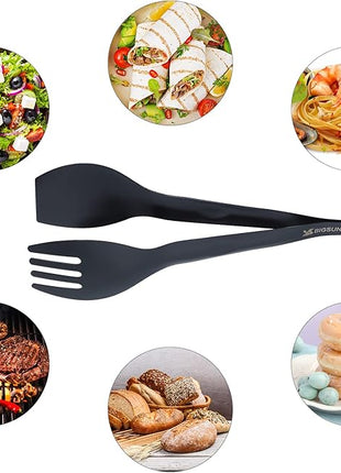 MSY BIGSUNNY Appetizer Tongs - Stainless Steel Kitchen Locking Food Tongs, Buffet Serving Tongs Set of 2(Black, 9 inch)