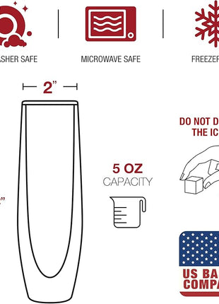 Eparé Double Wall Stemless Champagne Flutes Glass - Set of 2 Lightweight Mimosa and Prosecco Glasses for Bridal Shower, Bridesmaid Gift - Modern Stemless Champagne Glasses