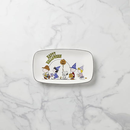 Lenox Serveware, The Great Pumpkin Hors D'Oeuvres Tray, Porcelain Tray, Halloween Decor Indoor, Hand Wash Only, Featuring Peanuts Design, Snoopy, Halloween Party Supplies (1 Piece, 13.75 x 7.75-Inch)