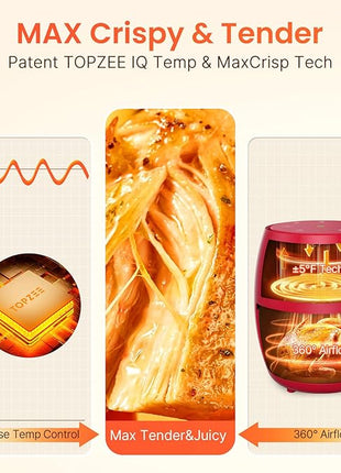 Small Compact Air Fryer, 2.1QT, 4-in-1 Small Mini Airfryer, Bake, Roast, Reheat, 98% Less Oil, Adjustable Temperature Control w/ 60min Timer, Quiet, Nonstick & Dishwasher Safe Basket, BPA-Free, Red