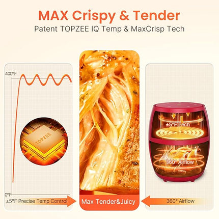 Small Compact Air Fryer, 2.1QT, 4-in-1 Small Mini Airfryer, Bake, Roast, Reheat, 98% Less Oil, Adjustable Temperature Control w/ 60min Timer, Quiet, Nonstick & Dishwasher Safe Basket, BPA-Free, Red