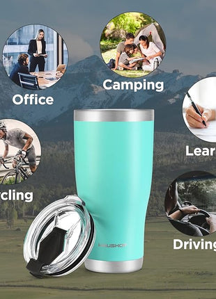 HAUSHOF 30 oz Tumbler, Stainless Steel Vacuum Insulated Coffee Tumbler Water Cup, Double Wall Travel Mug with Lid, Perfect for Hot and Cold Drinks