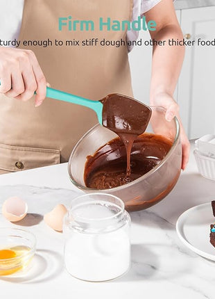 U-Taste Silicone Spoon Spatula Set, 600ºF High Heat Resistant Food Grade Flexible Rubber Scraper, Cooking Mixing Baking Kitchen Utensils Set of 3 (Aqua Sky)