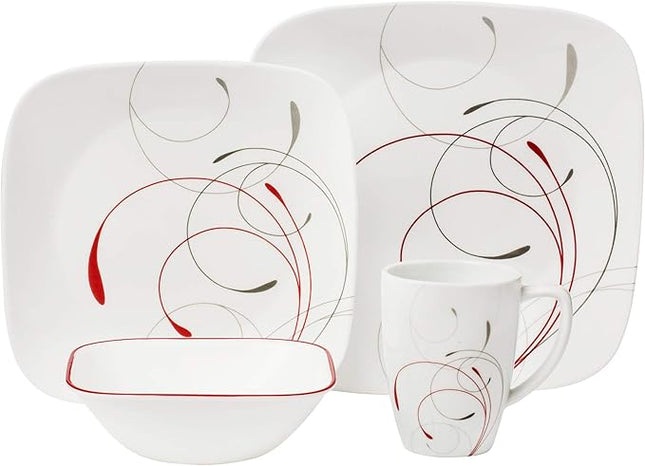 Corelle Square 16-Piece Dinnerware Set, Splendor, Service for 4