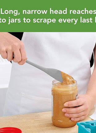 Tovolo Flex-Core Silicone Spatula Jar Scraper - Long-Handled Rubber Spatula with Angled Head for Scooping & Scraping - Heat-Resistant Spatulas for Kitchen Use, Dishwasher Safe & BPA-Free