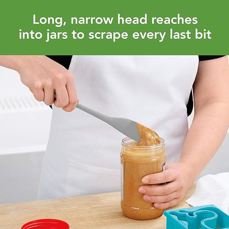 Tovolo Flex-Core Silicone Spatula Jar Scraper - Long-Handled Rubber Spatula with Angled Head for Scooping & Scraping - Heat-Resistant Spatulas for Kitchen Use, Dishwasher Safe & BPA-Free