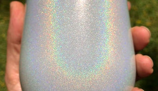 CHILLOUT LIFE 12 oz Stainless Steel Wine Tumblers 4 Pack - Double Wall Vacuum Insulated Wine Glasses Cups with Lids and Straws Set Keeping Cold & Hot for Coffee, Beer, Ice Cream - Holographic Glitter