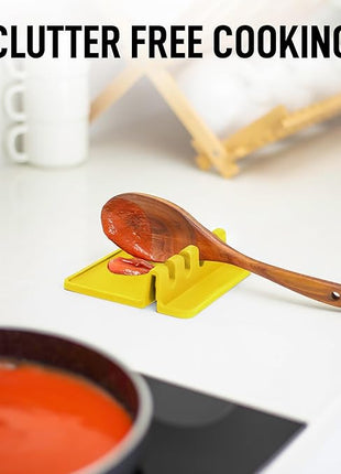 Zulay Kitchen Silicone Utensil Rest with Drip Pad for Multiple Utensils - BPA-Free, Heat-Resistant Spoon Rest & Spoon Holder for Stove Top - Kitchen Utensil Holder for Ladles & Tongs - Yellow
