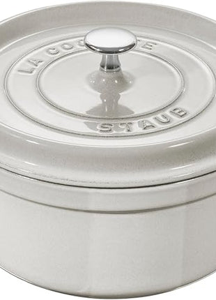 Staub Cast Iron 7-qt Round Cocotte - White Truffle, Made in France