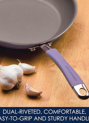 Rachael Ray Cucina Nonstick Cookware Pots and Pans Set, 12 Piece, Lavender Purple