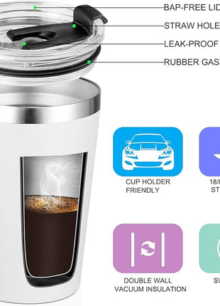 VEGOND 12oz Tumbler Stainless Steel Tumbler bulk Vacuum Insulated Double Wall Travel Tumbler with Lid and Straw Reusable Tumbler, White 1 Pack