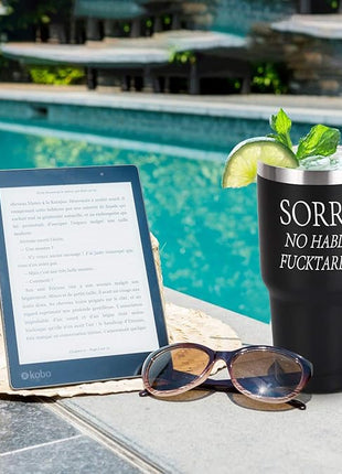 GINGPROUS Sorry No Hablo Fuctardo Travel Tumbler, Funny Ideas for Men Women Friends Brother Dad Sister Co-wokers Colleague Employee, Insulated Stainless Steel Tumbler (30 Oz, Black)