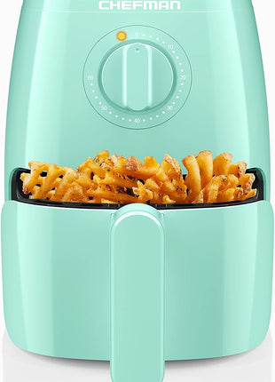 Chefman TurboFry 2-Quart Air Fryer, Dishwasher Safe Basket & Tray, Use Little to No Oil For Healthy Food, 60 Minute Timer, Fry Healthier Meals Fast, Heat And Power Indicator Light, Temp Control, Mint