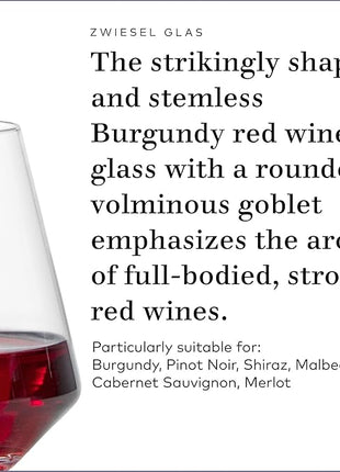 ZWIESEL GLAS Pure Stemless Burgundy Glass (Set of 6), Elegant Wine Glasses for Red Wine, Dishwasher-Safe Tritan Crystal Glasses, Made in Germany (17 Ounce)