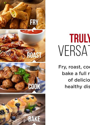 CHEFMAN Large Air Fryer 6.5 Qt XL, Healthy Cooking, User Friendly, Nonstick, Digital Touch Screen with 4 Cooking Functions w/ 60 Minute Timer & Auto Shut Off, BPA-Free, Dishwasher Safe Basket, Black