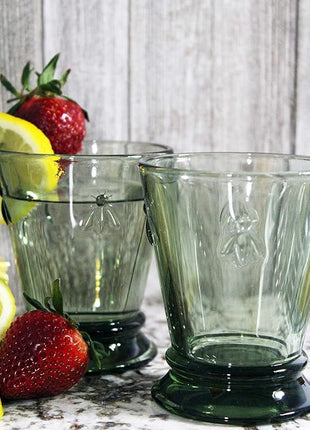 La Rochere Napoleon Bee Green Tumbler Set of 6 – La Rochere Bee Glassware Sets – Fancy Glassware Drinking Glasses (9 oz)