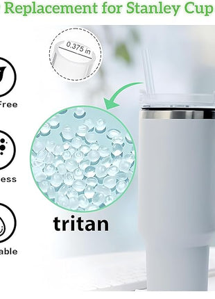 Straw Replacement for Stanley Cup 40 oz | 6 PCS Reusable Straws with Stanley 40oz Tumblers | Reusable Tritan Straws with 1 Cleaning Brush | 12 inch Tumbler Accessories, BPA-Free Dishwasher Safe Clear