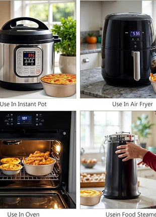 6PCS Air Fryer Jumbo Muffin Cupcake Pans, Mini Pie Pan, 4 Inch Hamburger Bun Mold, Non-Stick Air Fryer Egg Baking Pan Individual Mini Cake Pans for Baking